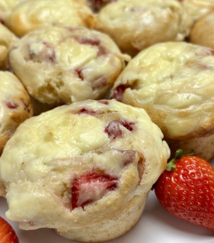 Strawberries & Cream Cheese Muffins are the perfect combination of creamy and fruity goodness. These moist muffins are bursting with sweet strawberries and have a velvety richness thanks to the cream cheese. Whether enjoyed for breakfast, a snack, or dessert, they are a delightful treat for any time of the day.